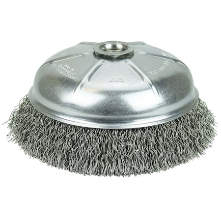 Weiler 6" Crimped Wire Cup Brush .020" Steel Fill 5/8"-11 UNC Nut 14076